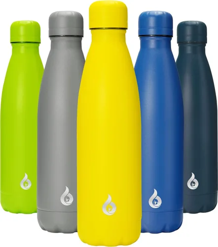 Miniatura 63 de BJPKPK Botella de Agua Aislada 17oz Botellas de Agua de Acero Inoxidable Apta para Lavavajillas Metal Térmica Mantiene Frío y Caliente, Gris Niebla