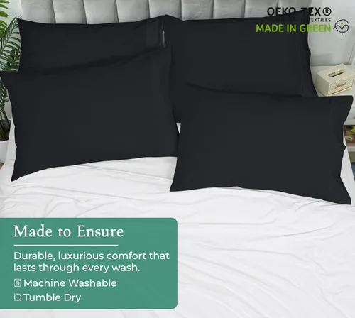 Miniatura 8 de Royale Linens Juego de 2 fundas de almohada Queen – Fundas de almohada de cama – 20 x 30 pulgadas – Fundas de almohada negras – 1800 microfibra