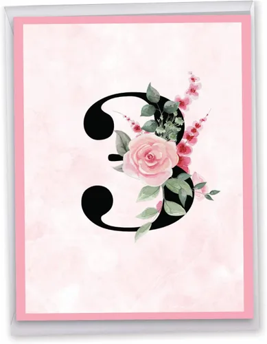 Miniatura 7 de NobleWorks Tarjeta de felicitación de aniversario Jumbo 3rd Milestone de 8.5 x 11 pulgadas con sobre para hombres, mujeres (1 unidad) Floral Couple