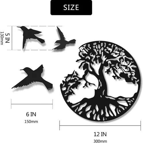 Miniatura 2 de Arte de pared de metal con árbol de la vida, escultura de pared de árbol genealógico, arte de pared moderno para sala de estar, jardín, oficina