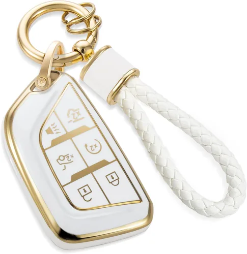 para Cadillac - Funda para llavero con cuerda trenzada metálica, funda suave mejorada para 2020 en adelante CT4 CT5 CT6 XTS XT4 XT5 ATS, etc. (6