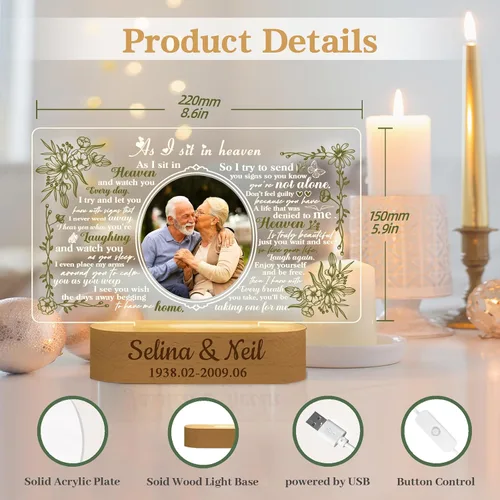 Miniatura 5 de Regalos conmemorativos personalizados, regalos de luz nocturna conmemorativa en memoria de un ser querido, regalos de condolencias personalizados
