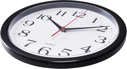 Miniatura 3 de Bernhard Products Reloj de pared negro silencioso sin marcas de tictac de 25,4 cm, de cuarzo, funciona con batería, redondo, fácil de leer
