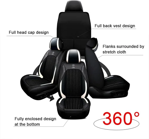 Miniatura 9 de Juego completo de fundas de asiento de automóvil de lujo adecuadas para Sandero Stepway Ice Silk Weaving y cuero CrCushion 5 asientos (negro)