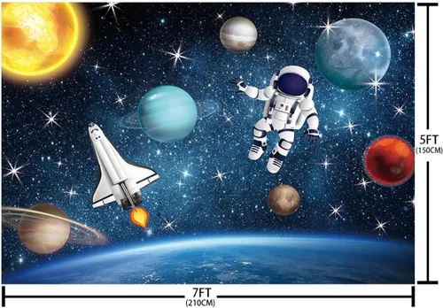 Miniatura 2 de AIBIIN Fondo de fotografía del espacio exterior de 7 x 5 pies, universo, planeta, estrella, galaxia, astronauta, cohete, fotografía, fondo