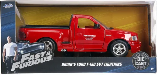 Miniatura 7 de Jada Toys Fast & Furious 1:24 Brian's Ford F-150 SVT Lightning - Coche fundido a presión, juguetes para niños y adultos, rojo (99574)