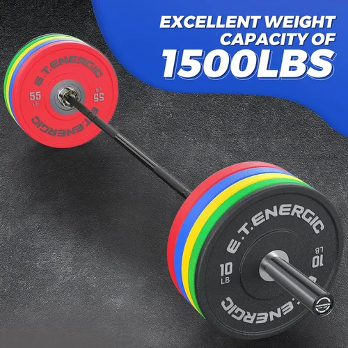 Miniatura 8 de Barra olímpica de 7 pies, capacidad de 1500 libras, carga de 45 libras, disponible para ejercicios en el gimnasio y en casa, levantamiento de pesas