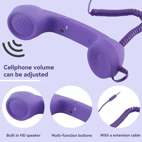 Miniatura 4 de Auricular retro para teléfono, auricular de teléfono para teléfono celular tipo C con conector de 0.138 in, receptor de teléfono móvil, micrófono