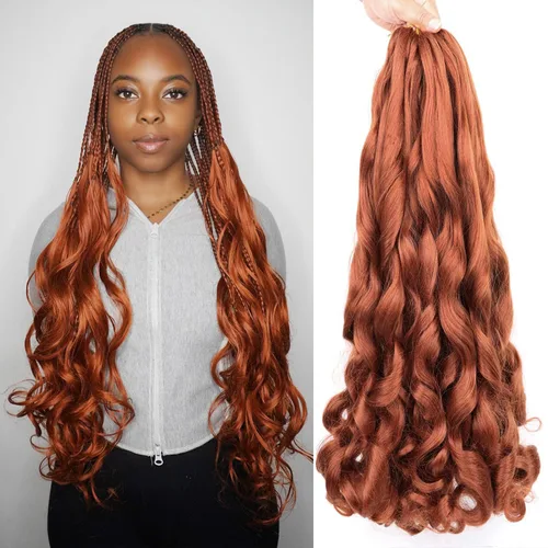 Miniatura 50 de Cabello rizado francés trenzado de 10 pulgadas, color 4, cabello rizado preestirado, 8 paquetes de trenzas de ganchillo de rizo francés para trenzas