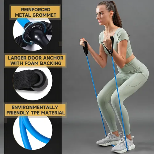 Miniatura 3 de Bandas de resistencia con asas para entrenar mujeres y hombres, bandas de ejercicio con anclaje de puerta, bandas elásticas para entrenamientos