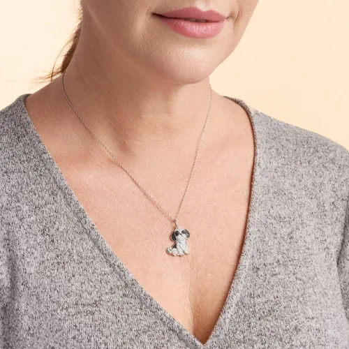 Miniatura 2 de SCAMPER & CO Collar con colgante de raza de perro para mujeres y niñas, dije de cachorro de piedra preciosa auténtica y circonita cúbica, regalo