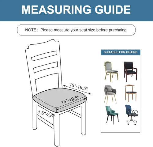 Miniatura 2 de Genina Fundas de asiento impermeables para sillas de comedor, fundas de asiento elásticas para sillas de comedor, extraíbles y lavables, fundas