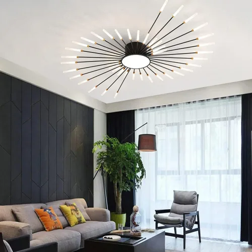 Miniatura 4 de Lámpara de techo LED regulable de 51 pulgadas, 42 luces de techo empotradas, lámpara de techo negra para dormitorio, sala de estar, lámpara colgante