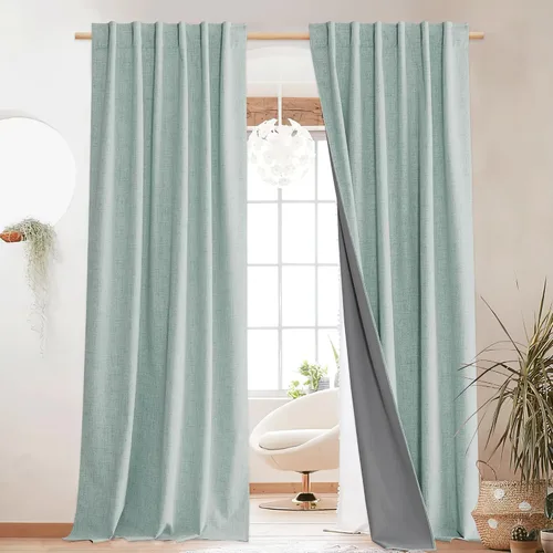 Miniatura 23 de NICETOWN Cortinas 100% opacas de 63 pulgadas de largo, 2 paneles de cortinas cortas con aislamiento térmico con forro para dormitorio, cortinas