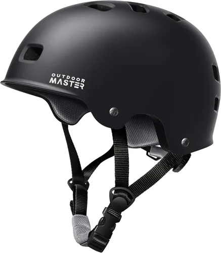 OutdoorMaster - Casco de patineta y ciclismo, dos forros extraíbles, ventilación, para varios deportes, scooter, patinaje en línea, patinaje, para