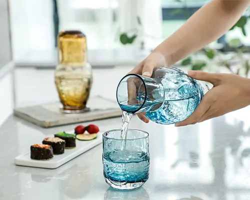 Miniatura 8 de Retro Crown Relief - Jarra de agua de noche de cristal transparente con vaso, jarra y taza de noche