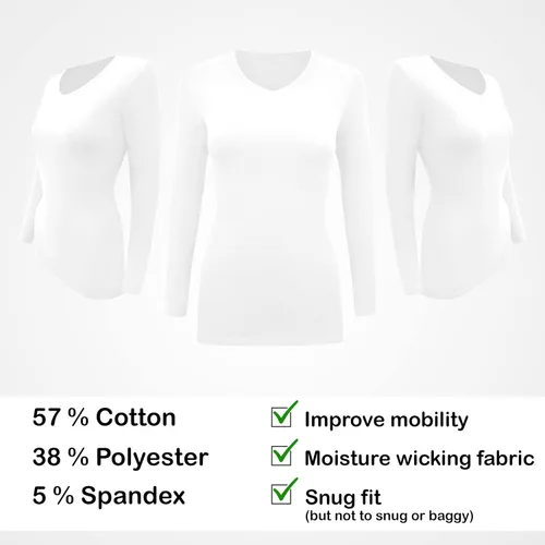 Miniatura 6 de BaHoki Essentials Camisetas de manga larga con cuello en V gran elasticidad y capa diseñadas para un máximo rendimiento