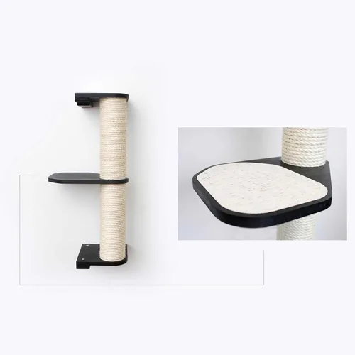 Miniatura 11 de Catastrophic Creations - Rascador de pared para gatos de 3 niveles con estantes para gatos, poste rascador de bambú y sisal para gatos, postes Bambú