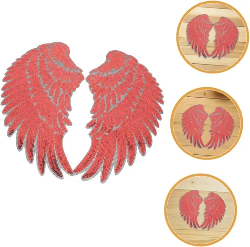 Miniatura 8 de 2 Pairs Red Self-Adhesive Embroidered Angel Wings Patches with Sequin Shine for Clothes Bags Jackets DIY Sewing Decoration
