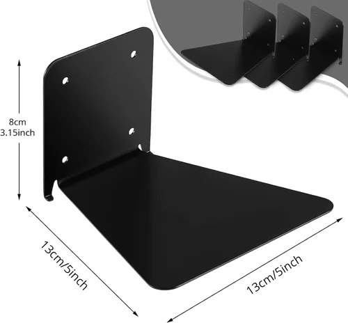 Miniatura 3 de Jetec Paquete de 6 estanterías flotantes invisibles montadas en la pared, estantes flotantes resistentes para libros, estantes de metal ocultos