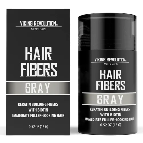 Miniatura 8 de Viking Revolution Fibras de cabello castaño rojizo para hombres adelgazantes, fibra gruesa para cubrir puntos calvos, fibras de construcción