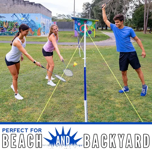Miniatura 12 de Franklin Sports - Juegos de Voleibol + Bádminton - Juego de Playa + Patio Trasero - Voleibol, Bomba, Raquetas de Bádminton, Volantes, Red + Postes