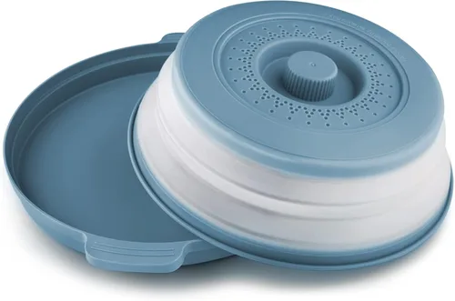 Miniatura 8 de Cubierta contra salpicaduras de microondas con bandeja de platos, cubierta de silicona para alimentos para microondas con mango antiquemaduras, tapa