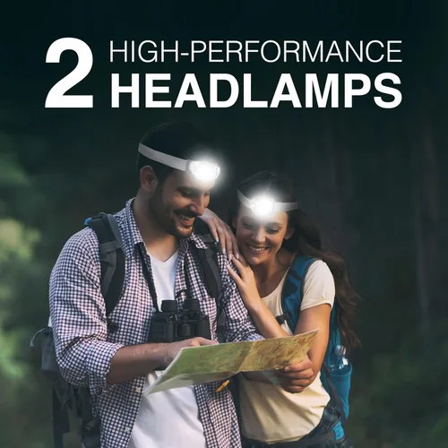 Miniatura 2 de Energizer Linterna frontal LED PRO (paquete de 2), faros resistentes al agua IPX4, luz de cabeza de alto rendimiento para exteriores, camping, Gris