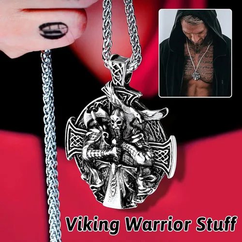 Miniatura 8 de FaithHeart Collar vikingo para hombre, acero inoxidable, mitología nórdica, lanza vikingaamuleto de Odín