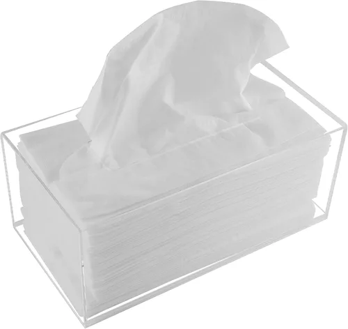 Soporte acrílico para caja de pañuelos, dispensador transparente para pañuelos faciales, servilletas y hojas de secadora. Perfecto para baños,