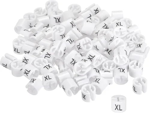 MECCANIXITY Marcador de percha de ropa tamaño XL para barra de 0.138 in, color blanco, para ropa de ropa, codificación de colores, paquete de 100