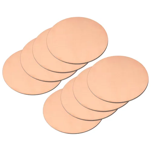 Miniatura 35 de uxcell Hoja de cobre puro, 4 piezas de 2 x 0.04 pulgadas, calibre 18 T2, placa redonda de metal de cobre para manualidades, reparaciones eléctricas