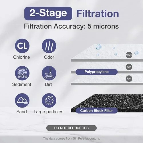 Miniatura 4 de SimPure Sistema de filtro de agua para toda la casa, 2 etapas de prefiltración de agua transparente para el hogar con filtros de carbono