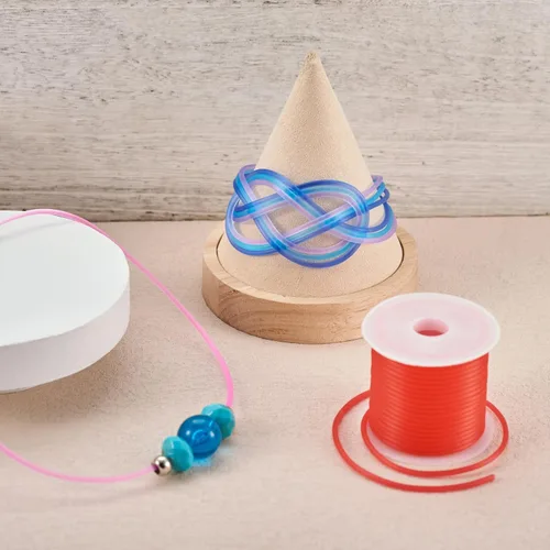 Miniatura 3 de FASHEWELRY 10 rollos de cordones de goma sin agujeros, cordón de peluquero para tejer de 0.079 pulgadas (0.079 in), tubos sólidos de silicona