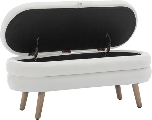 Miniatura 9 de Hommoo Banco otomano de almacenamiento de 44.8 pulgadas, banco moderno para el extremo de la cama, banco de tela de terciopelo para sala de estar