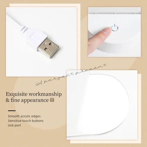 Miniatura 4 de 3D Night Light LED Light Lamp Base Personalized Gifts Acrylic Night Light Color Fusion Night Light Acrylic Plaque USB 3 Colors Change Smart Touch