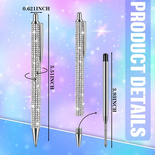 Miniatura 2 de Lincia 8 bolígrafos de diamantes de imitación brillantes, bonitos bolígrafos de diamantes de imitación a granel, bolígrafo de metal colorido con 8