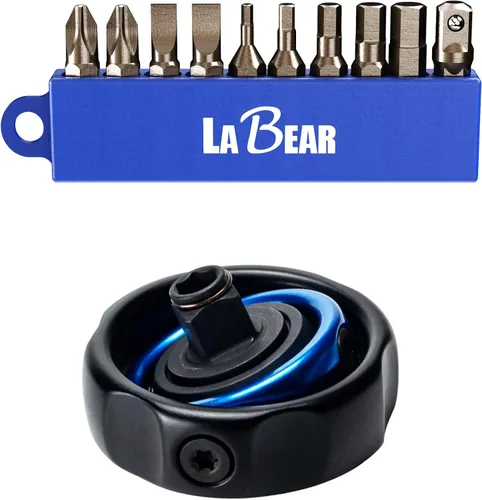 Miniatura 8 de LABEAR Kit de trinquete de palma DR de 11 piezas, 1/4 pulgadas, mini trinquete de dedo, llave de engranaje, puntas de destornillador con Philips