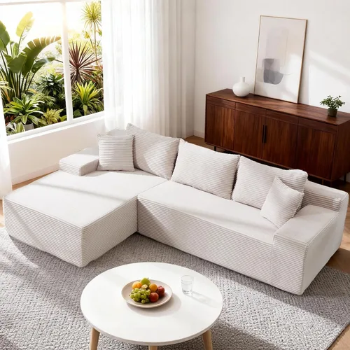 Miniatura 2 de Sofá modular Cloud de 105 pulgadas con diván en forma de L, sofá modular con asiento profundo, cómodo sofá de pana sin hueso para sala de estar