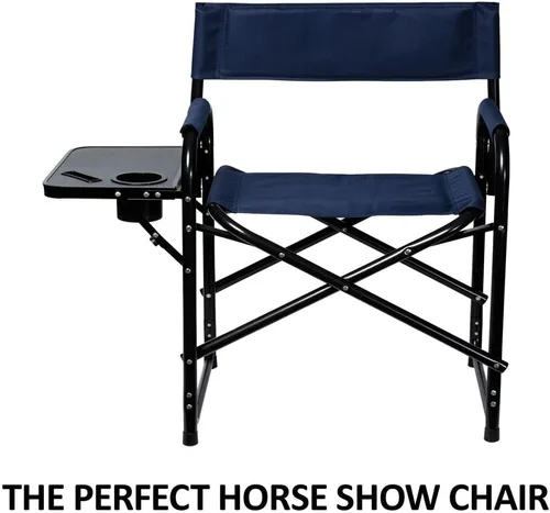 Miniatura 2 de Dura-Tech Silla plegable de directores con mesa, color azul marino, cómoda y duradera, capacidad de peso de 250 libras, mesa auxiliar plegable