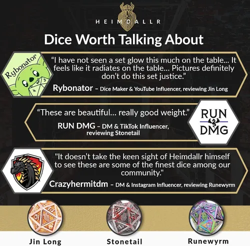 Miniatura 2 de HEIMDALLR Juego de dados DND de metal, 7 piezas, diseño de piel de dragón, tamaño de 0.630 in, logotipo en D20; juego de dados de metal y caja