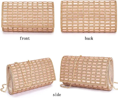 Miniatura 7 de Bolsos de noche para mujer, bolso cruzado brillante con diamantes de imitación, bolso cruzado para boda, graduación, fiesta, club