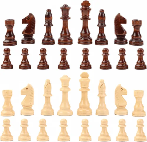 Miniatura 6 de LuckyWish Piezas grandes de ajedrez de madera, rey de 4.3 pulgadas, solo piezas de ajedrez, sin tablero (rey de 4.3 pulgadas)