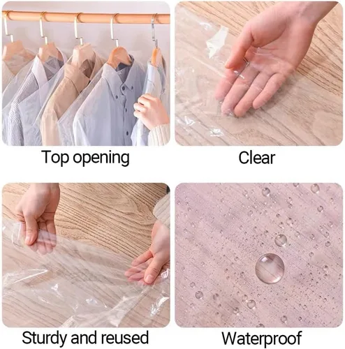 Miniatura 3 de Paquete de 50 fundas de plástico transparente de 23.6 x 40 pulgadas para colgar ropa, bolsas de ropa a prueba de polvo para pequeñas empresas