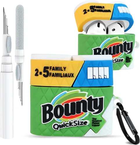 Miniatura 9 de Toyuma Funda para AirPods 4, diseño de dibujos animados kawaii, divertida funda de silicona suave 3D con llavero y kit de limpieza para mujeres