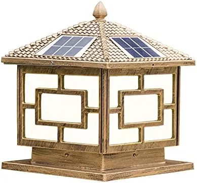Miniatura 6 de Luz solar LED para exteriores, farol solar de poste de metal estilo vintage LED de iluminación exterior en negro para jardín, patio, poste