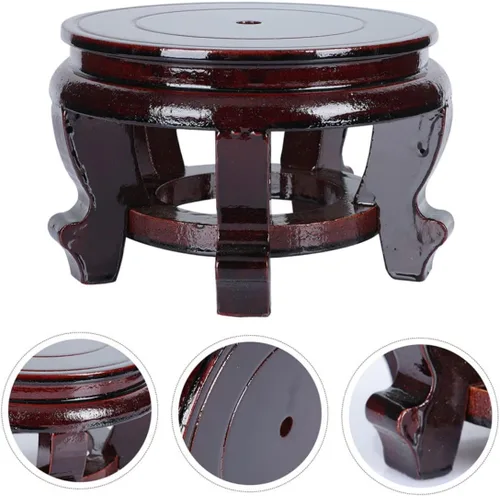 Miniatura 3 de DECHOUS Soporte para maceta, base de madera, jarrón redondo, juego de té, soporte de estatua de Buda, soporte de exhibición de madera versátil