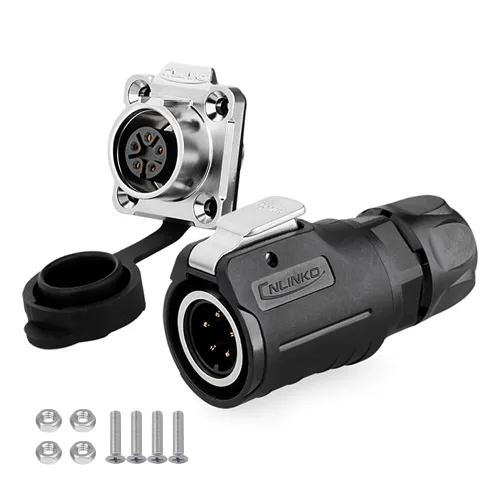 Miniatura 17 de CNLINKO Conector de cable eléctrico para exteriores M16 de 2 pines, resistente a la vibración IP67/IP65, para panel de enchufe industrial