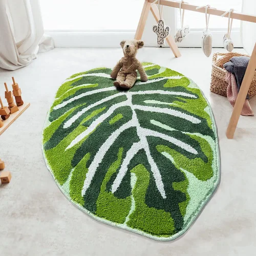 Miniatura 9 de Leaf - Alfombra de baño para niños, pequeña, bonita, alfombra de baño para guardería, alfombra larga antideslizante para dormitorio, habitación
