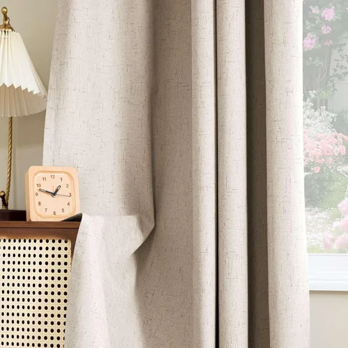 Miniatura 14 de H.VERSAILTEX - Cortina opaca 100 % de lino de 108 pulgadas de largo para dormitorio, con aislamiento térmico, lino texturizado, ahorro de energía